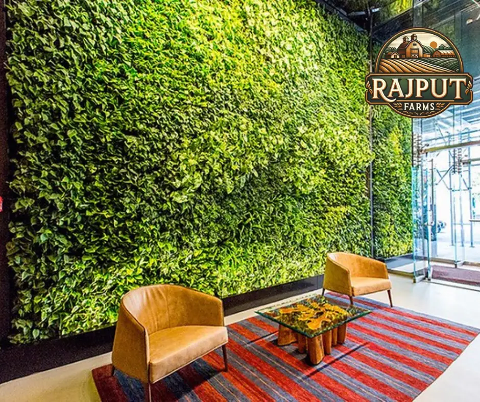 Concept design: interior living green wall in an office lobby