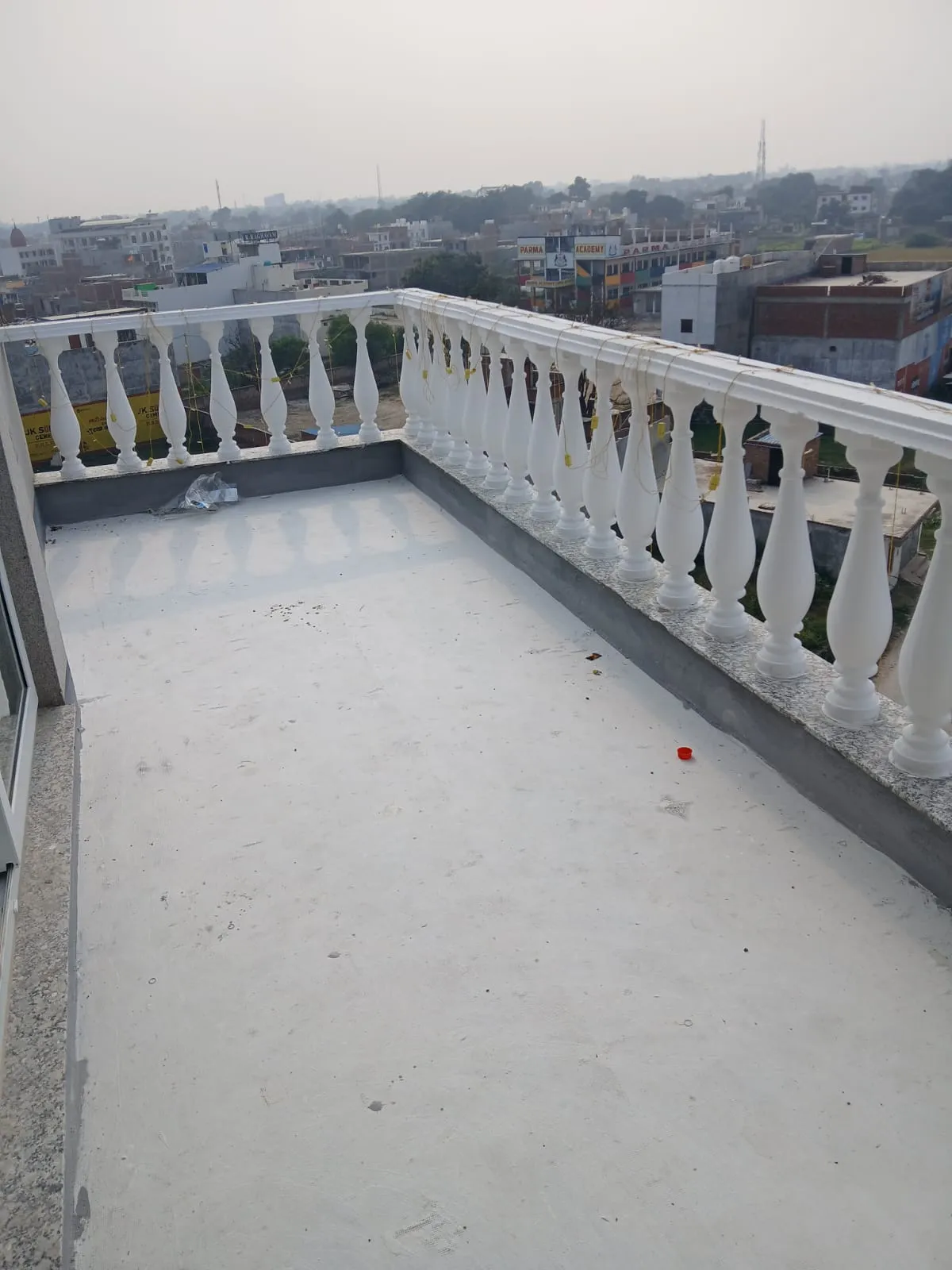 Rooftop terrace with balustrade before terrace garden development