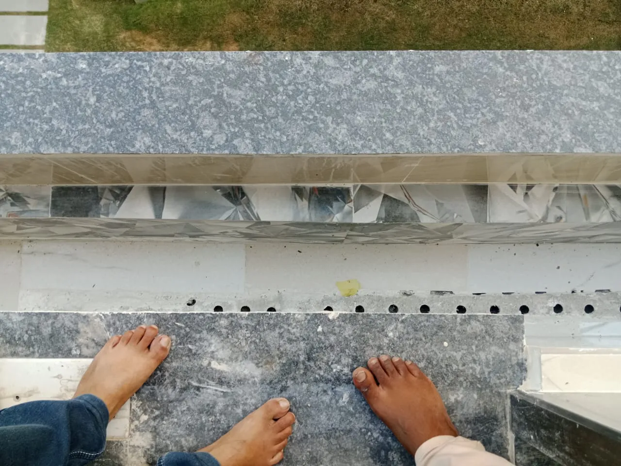 Waterproofed balcony planter trough seen from above, ready for green balcony planting