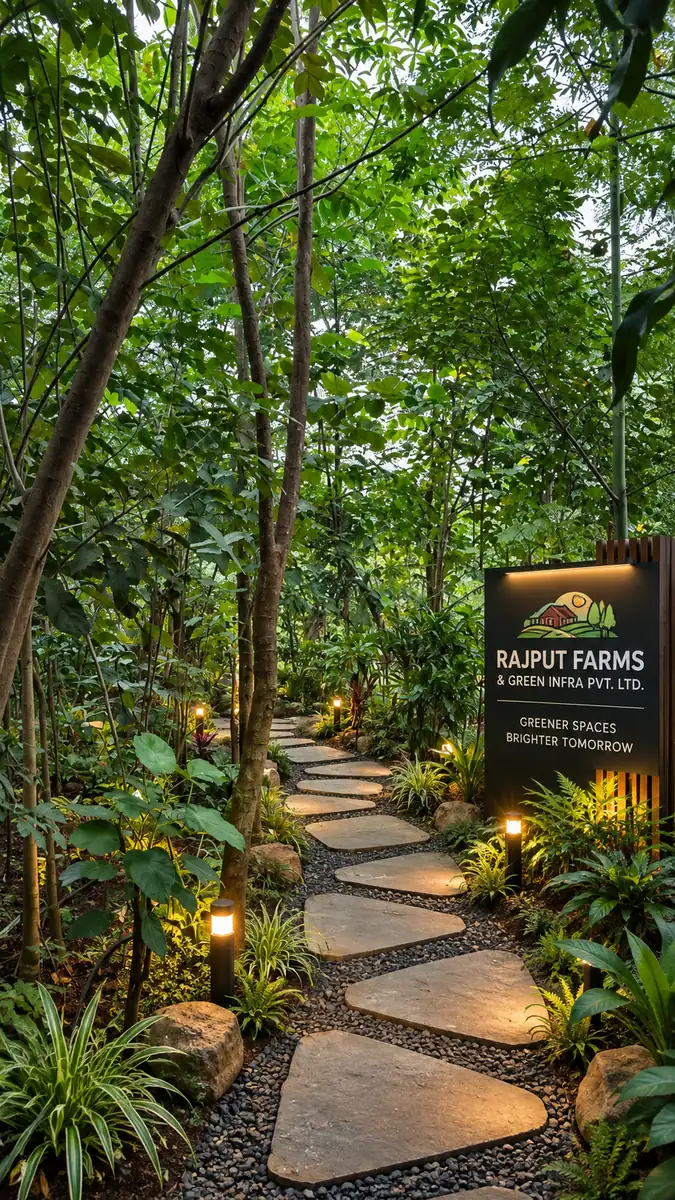 Concept rendering of Miyawaki micro forest walkway with dense native planting