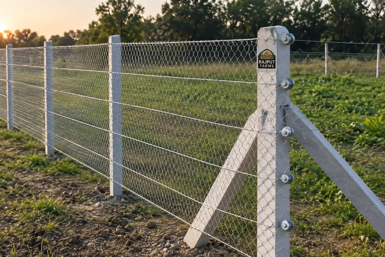 Illustration of chain link jali fencing on RCC fencing poles